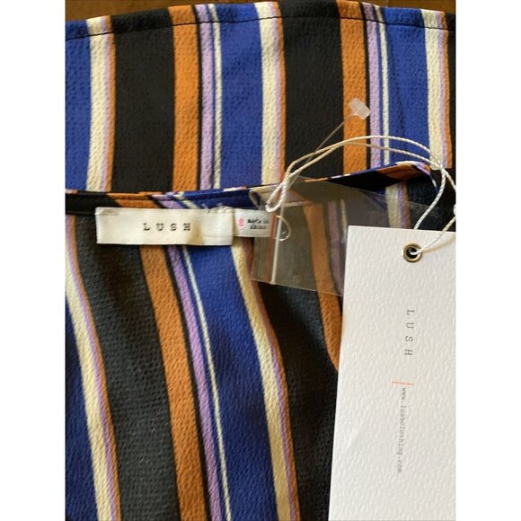 lush striped V-neck blouse Size Small NWT Bold Colors - Picture 6 of 8
